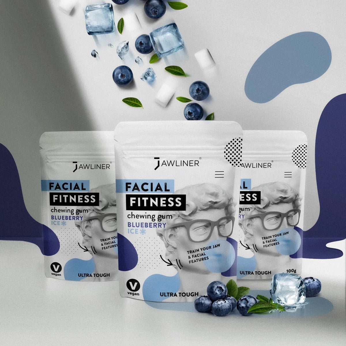 JAWLINER® Facial Fitness Chewing Gum | Blueberry Ice