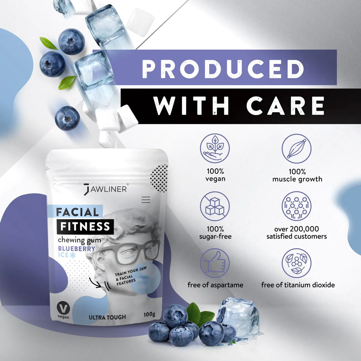 BACK IN STOCK! JAWLINER® Facial Fitness Chewing Gum | Blueberry Ice